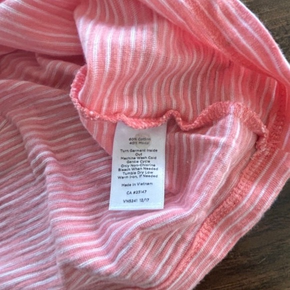 Talbots Cotton Lightweight Striped Shirt Blouse Elastic Neckline Women's Size XS - Picture 6 of 6